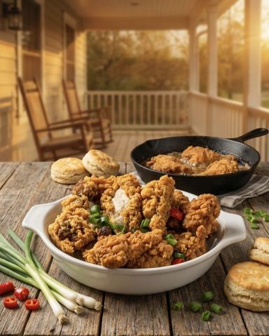 Fried Chicken: Marinated in island herbs and spices, then fried to golden perfection for a crispy juicy bite bursting Caribbean flavour.